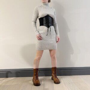 Y2k cozy coquette wool Angora blend sweater turtleneck minidress